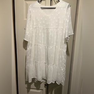 White dress with white stars knee length